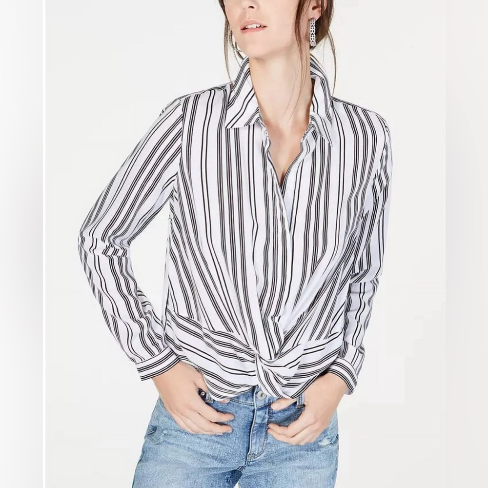 INC International Blouse Concepts Women's Twist-Front Button-Up Shirt